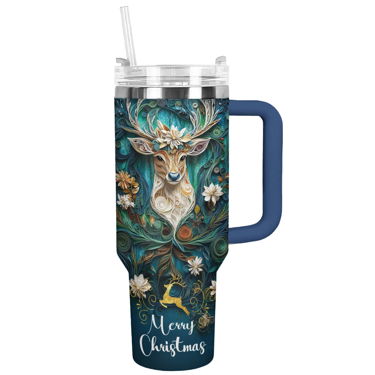 Shineful Glossy Tumbler Vintage Christmas Reindeer