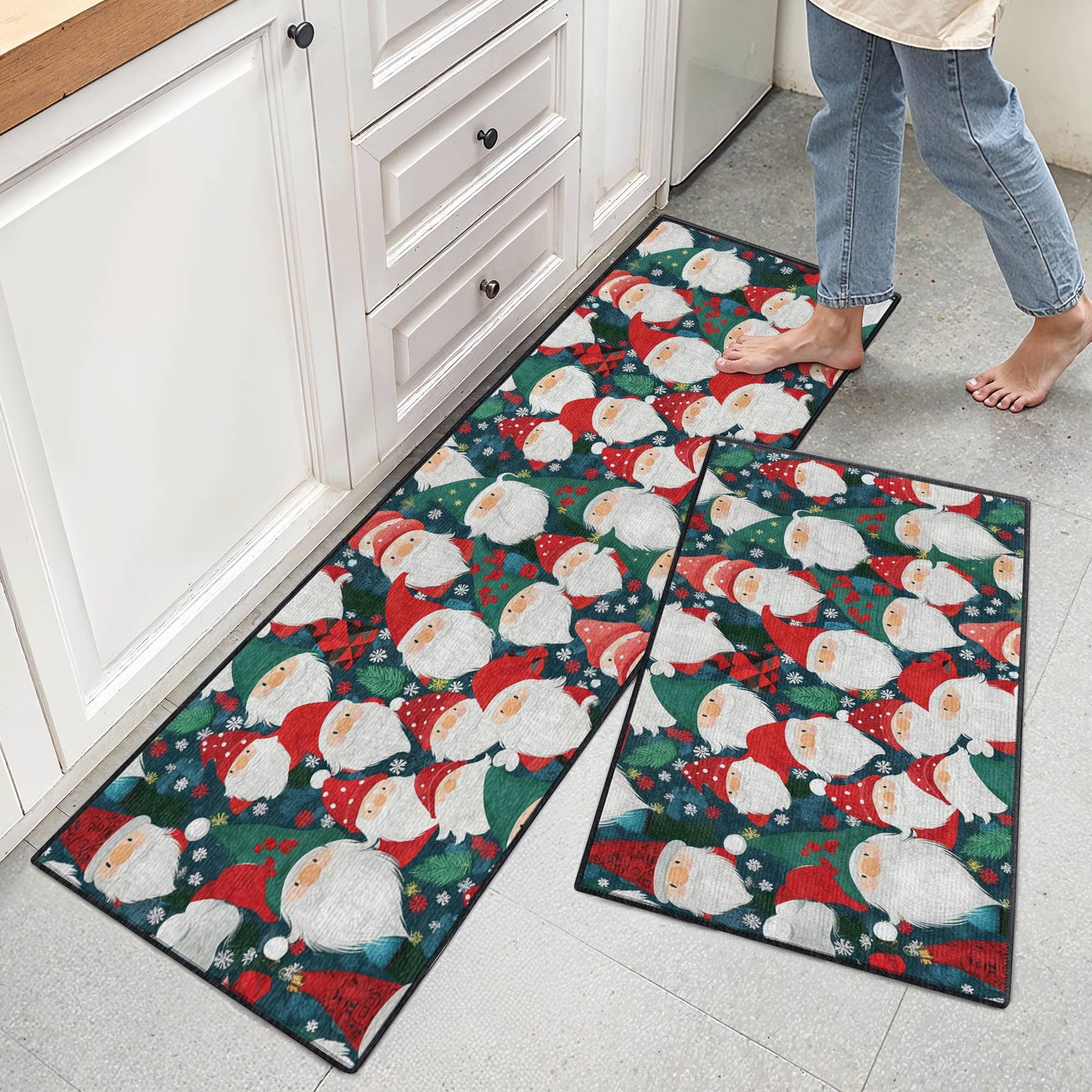 Shineful Ultra-Thin Non Skid Floor Mat, Kitchen Rugs Santa Cheer