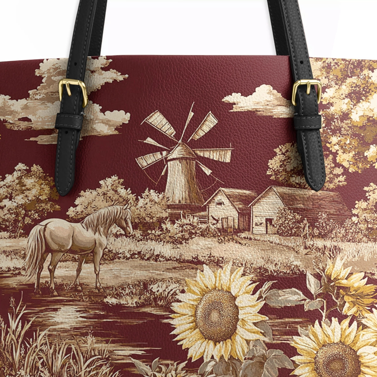 Shineful Leather Tote Bag Texas Sunflower - Heart of the Lone Star Fields