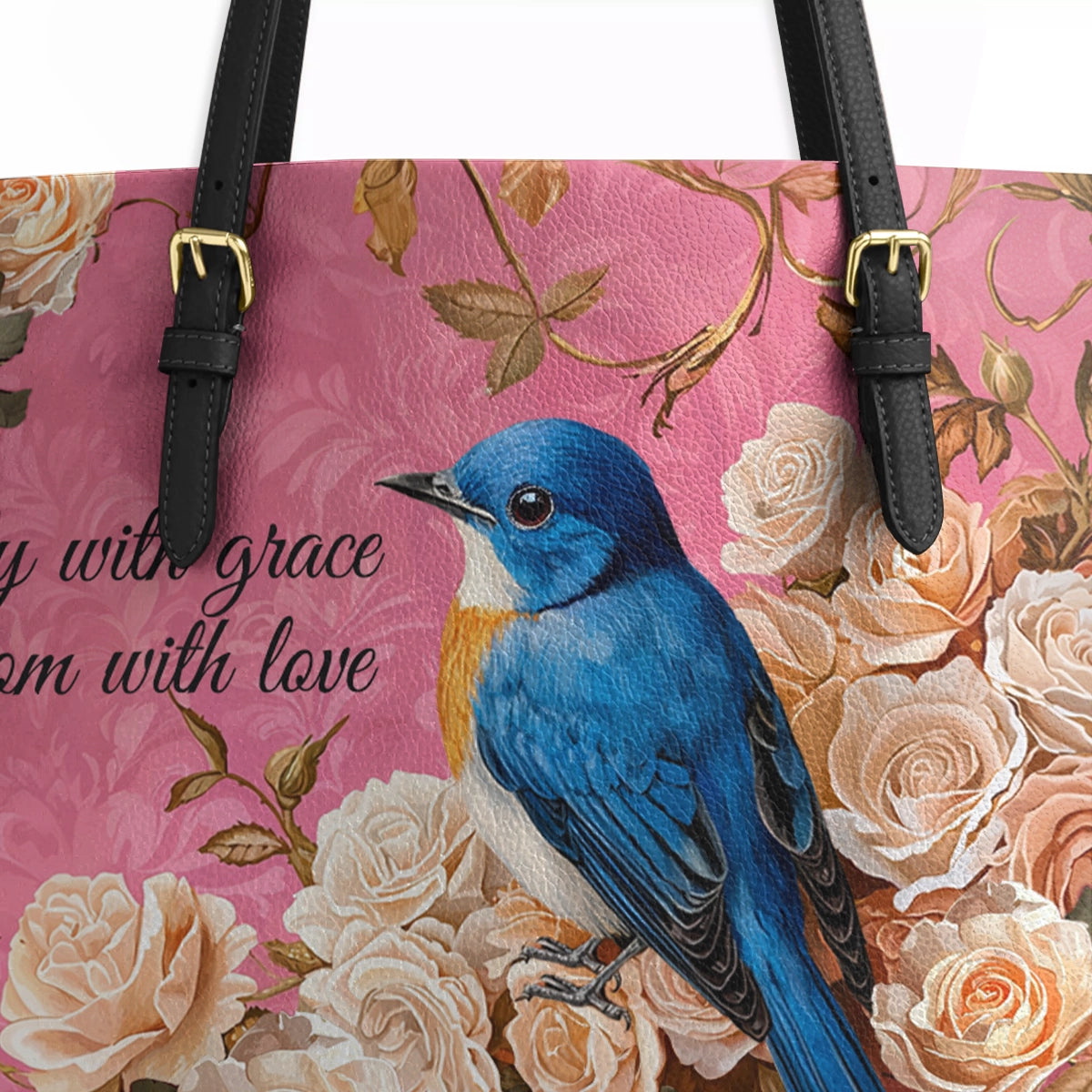 Shineful Leather Tote Bag - Bluebird Elegance