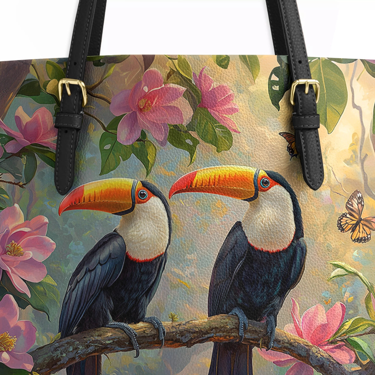 Shineful Leather Tote Bag - Tropical Toucan