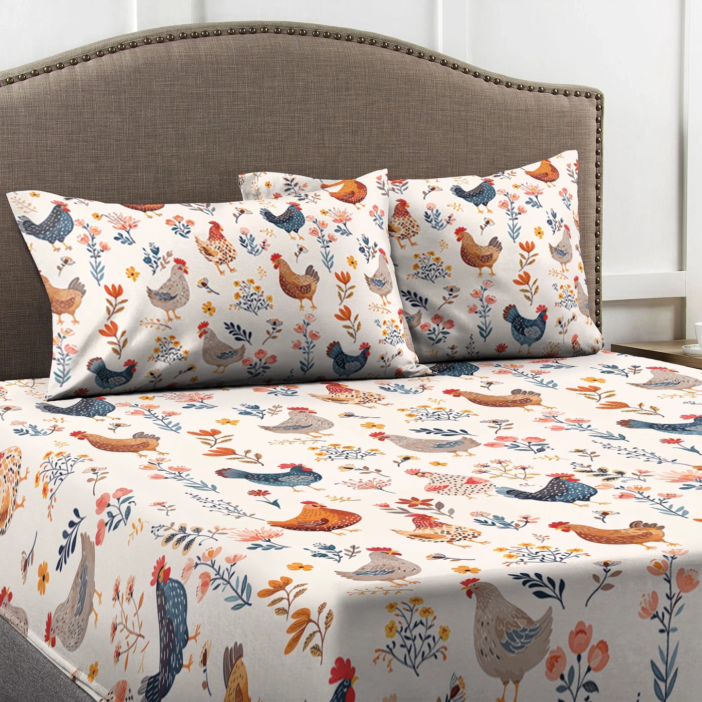 Shineful Fitted Sheet Chicken Flower