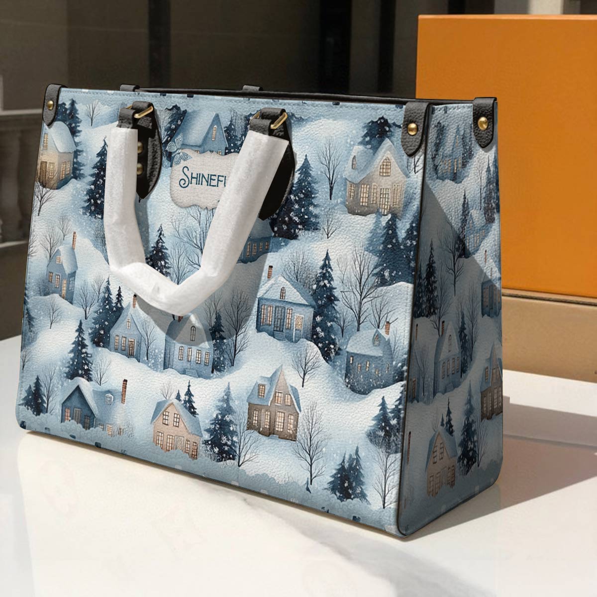 Shineful Leather Bag Snow Village