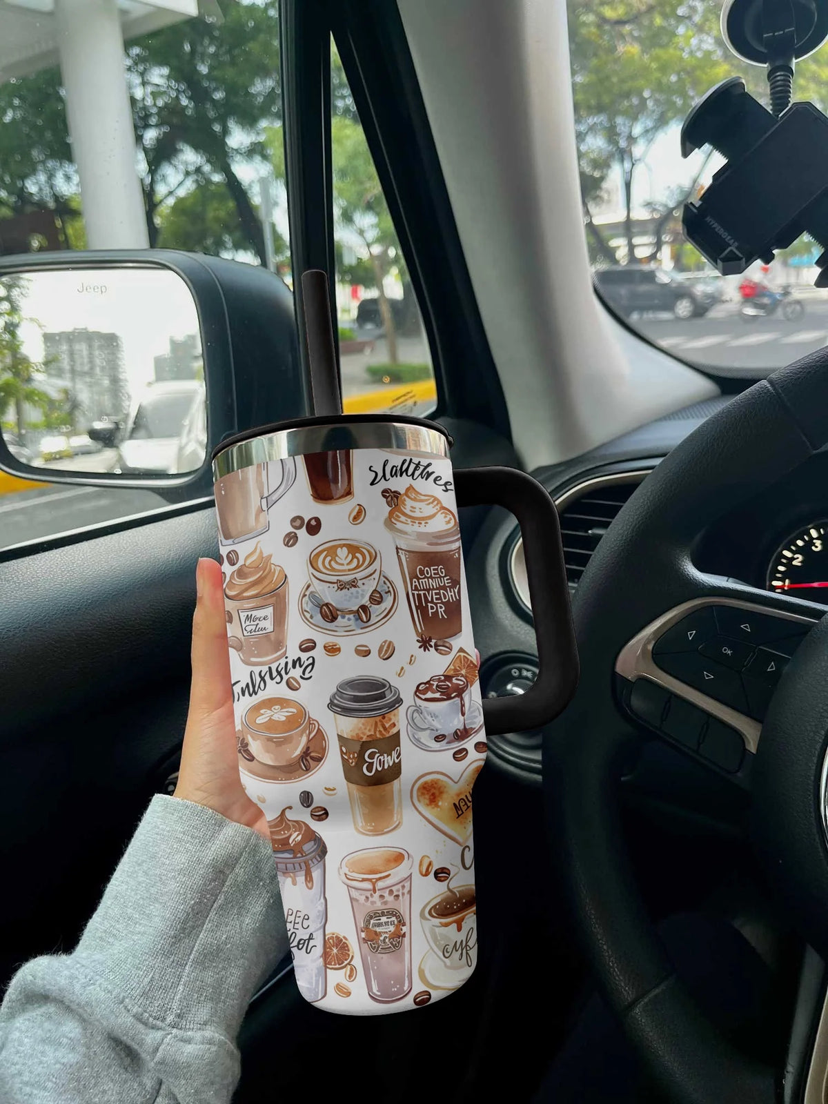 Coffee 40 Oz Shineful™ Tumbler Vibes V3 Vq03 Black 40Oz