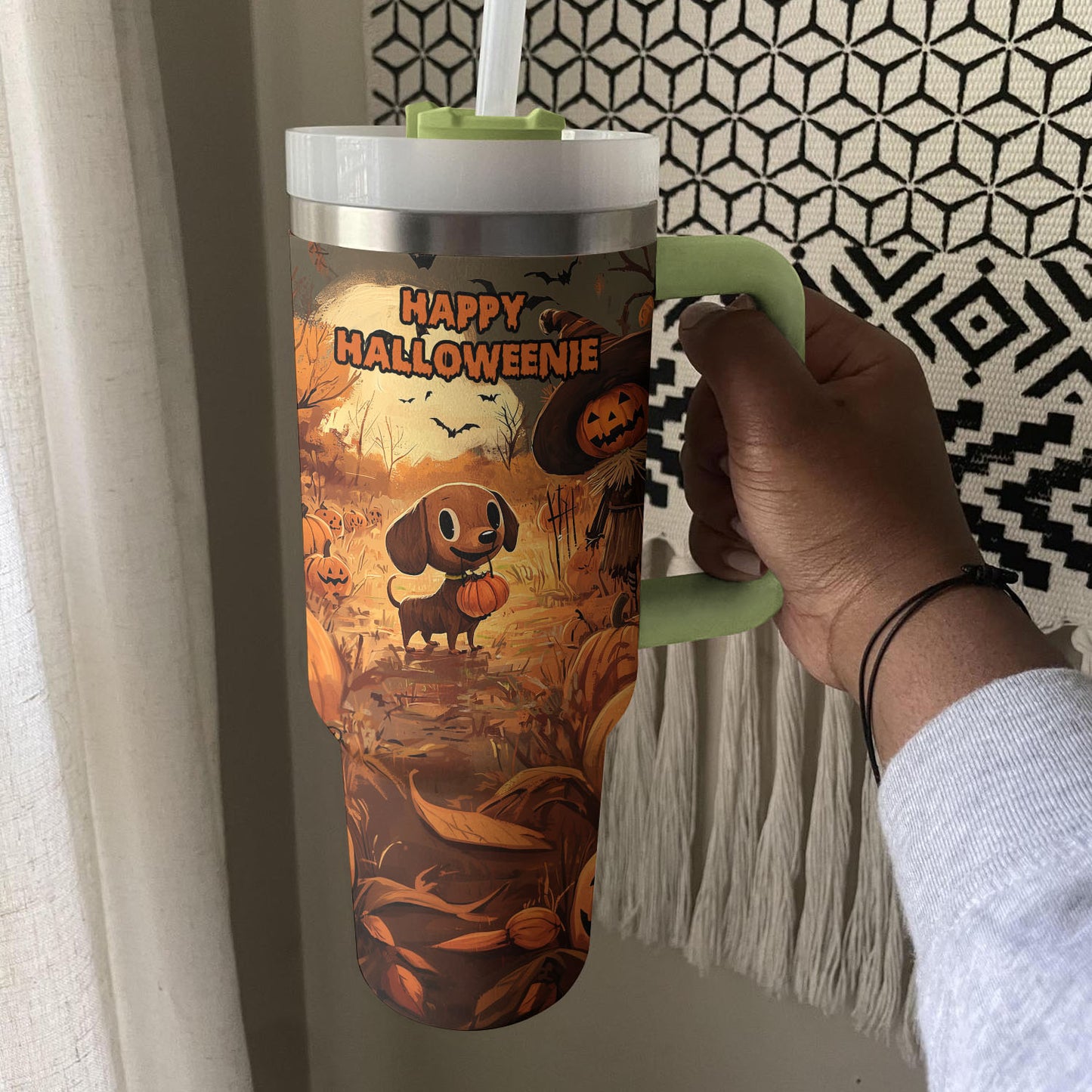 Shineful Tumbler Dachshund On Halloween Midnight