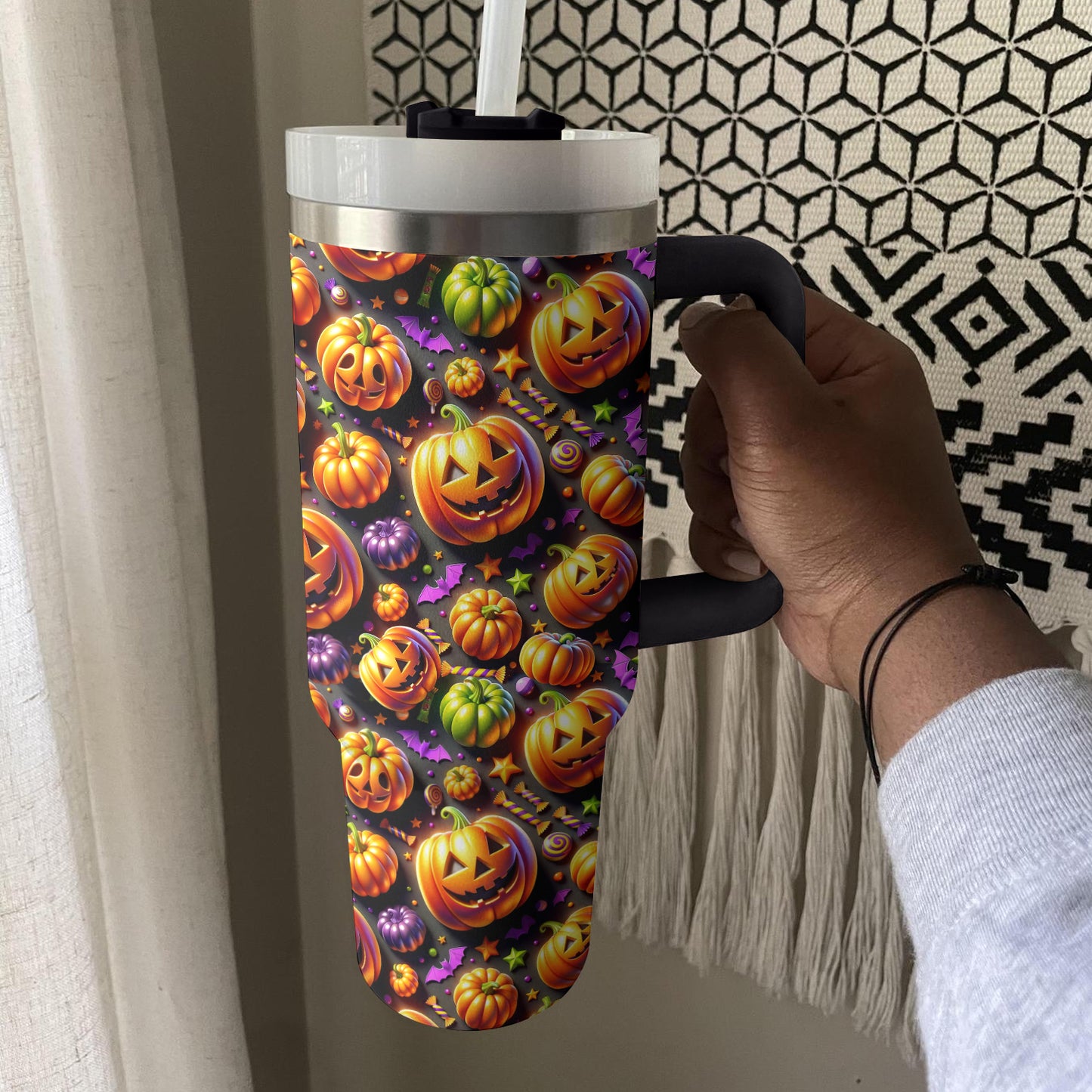 Shineful Tumbler Pattern Jack-O'-Lantern Delight