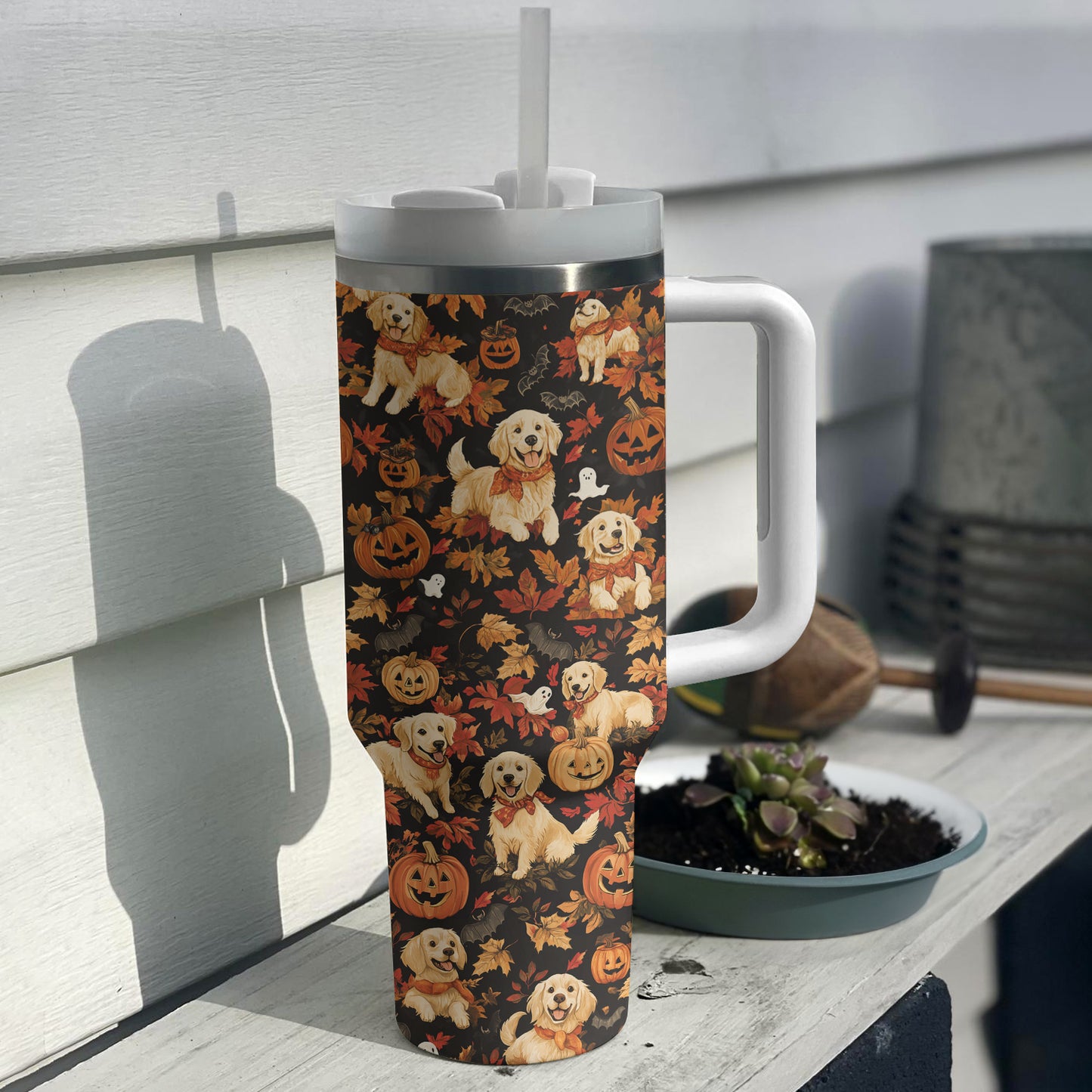 Shineful Tumbler Golden Howl On Halloween