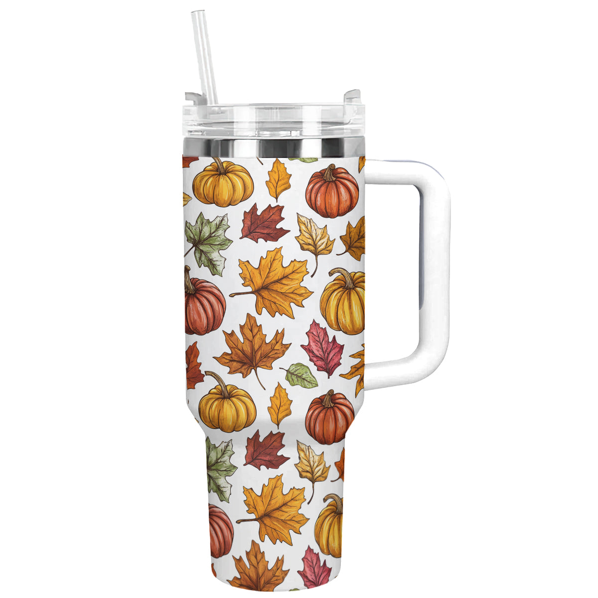 Shineful Tumbler Autumn Leaves & Pumpkins Pattern