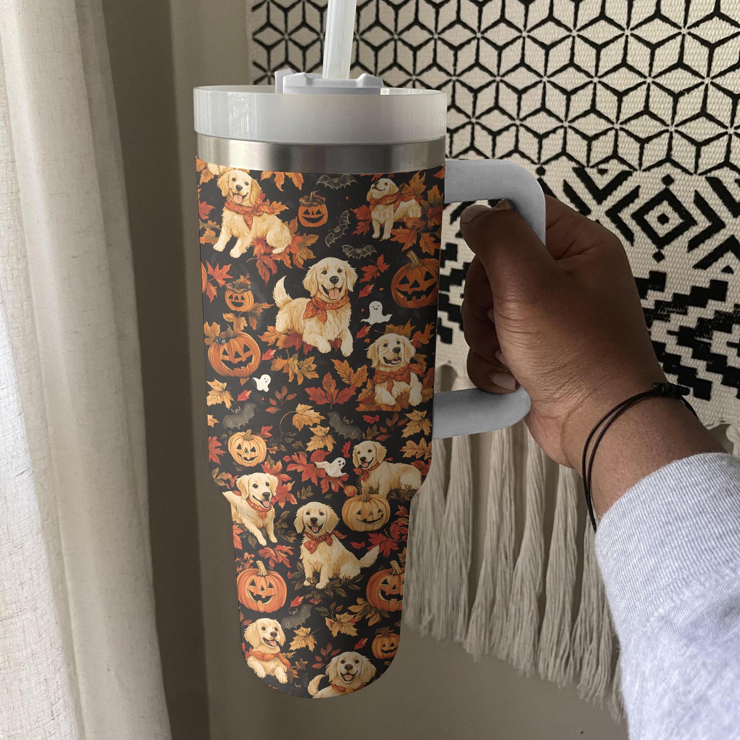 Shineful Tumbler Golden Howl On Halloween