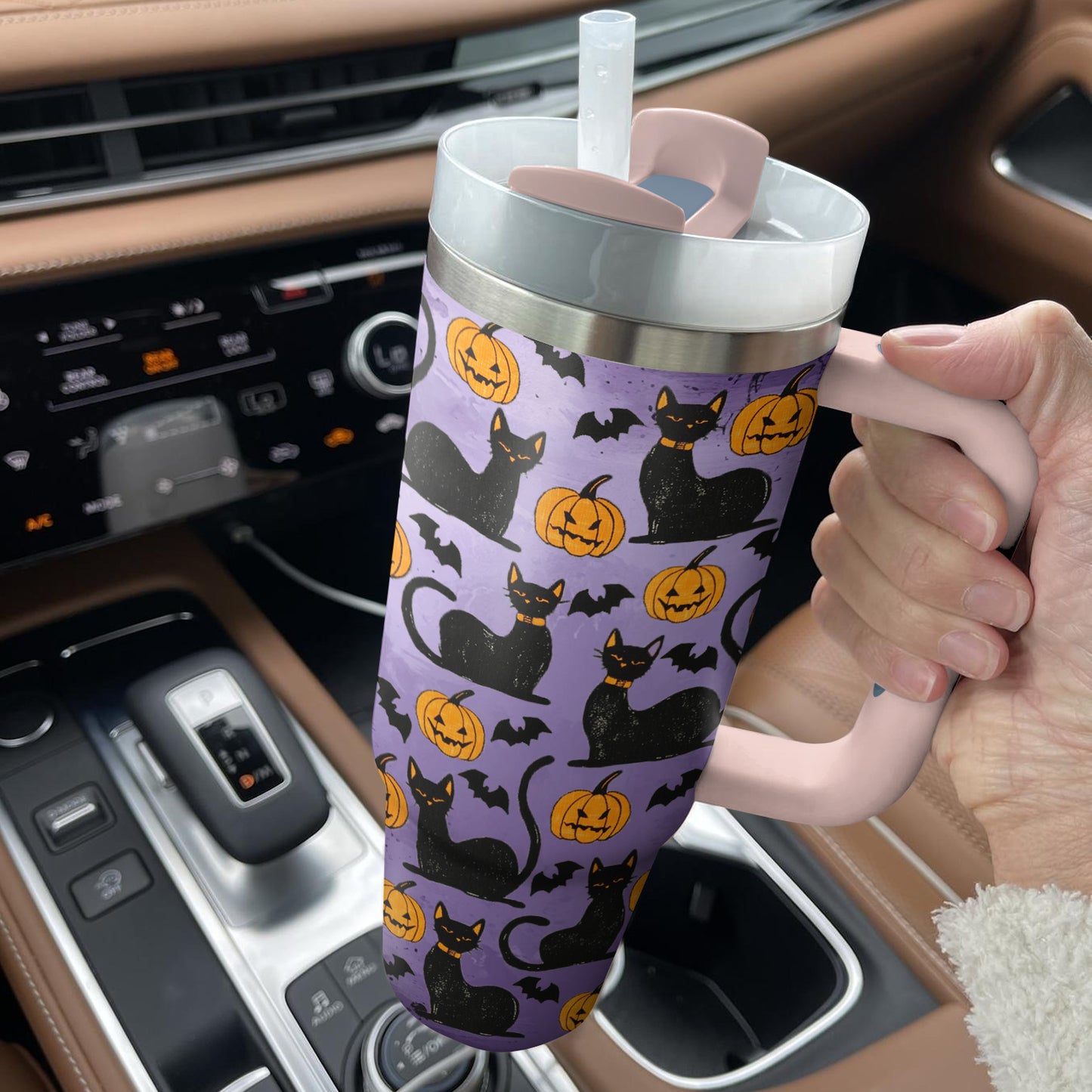 Shineful Tumbler Shadowed Feline Pumpkins