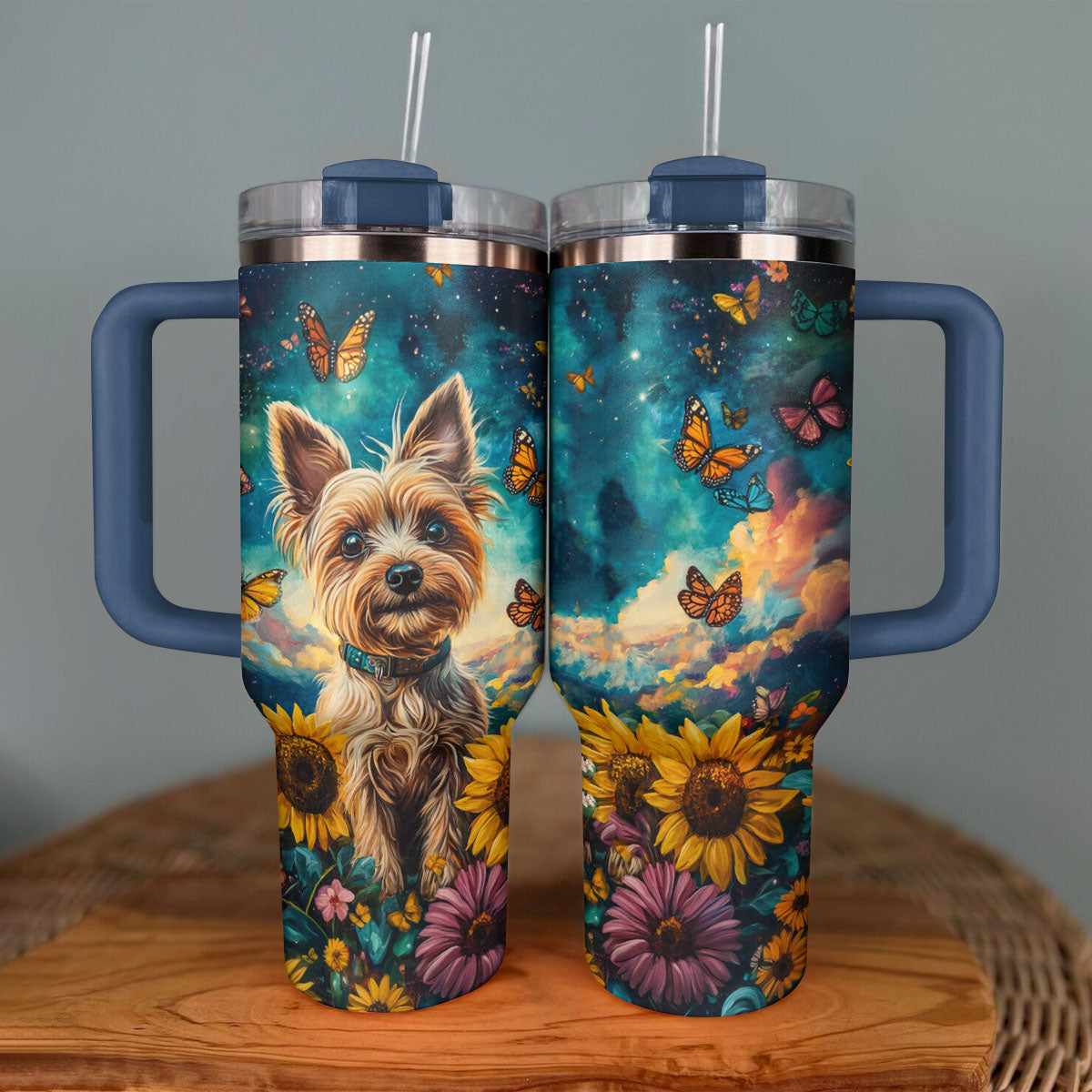 Shineful Tumbler Yorkie And Sunflower
