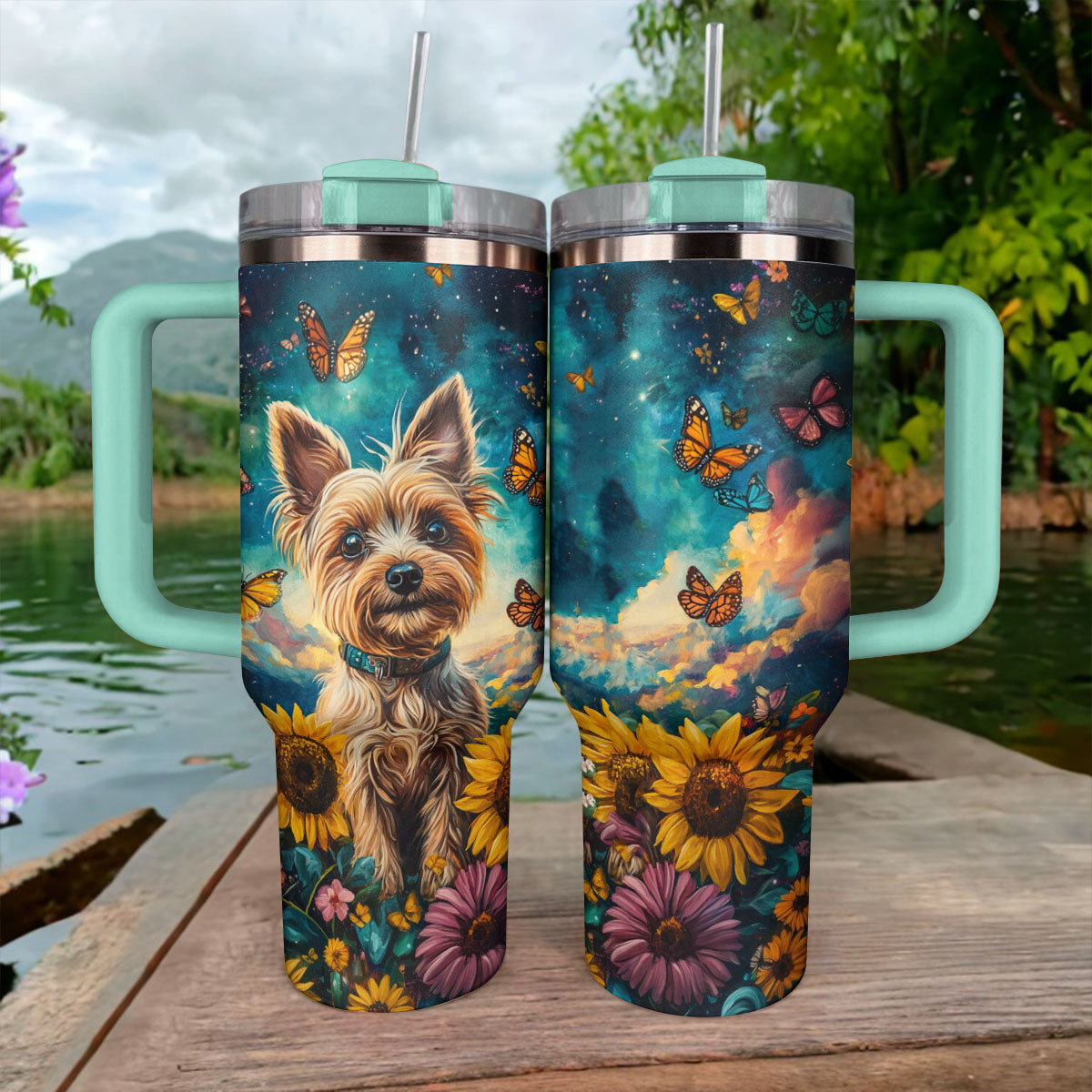 Shineful Tumbler Yorkie And Sunflower