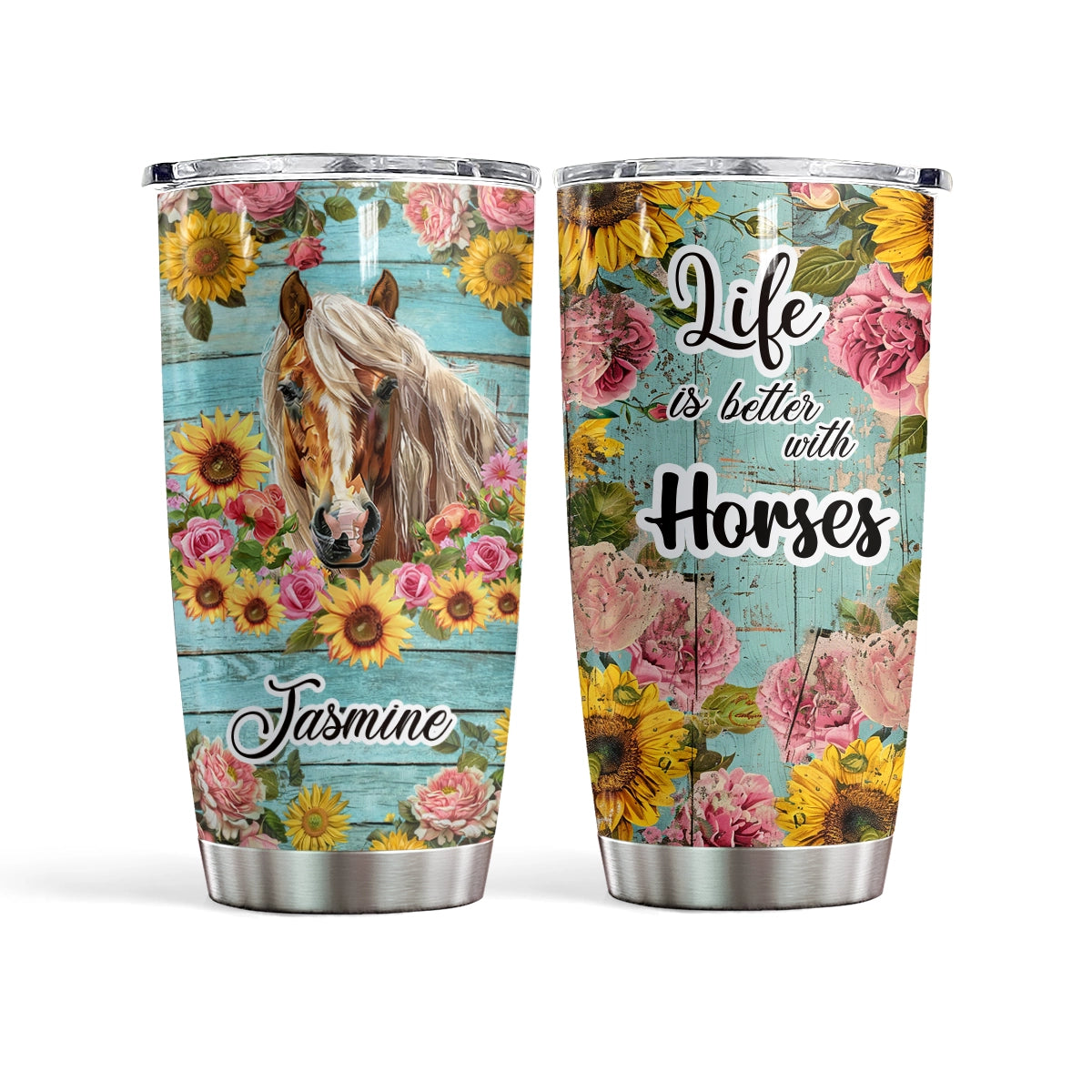 Shineful 20oz Tumbler Personalized Floral Horse Harmony