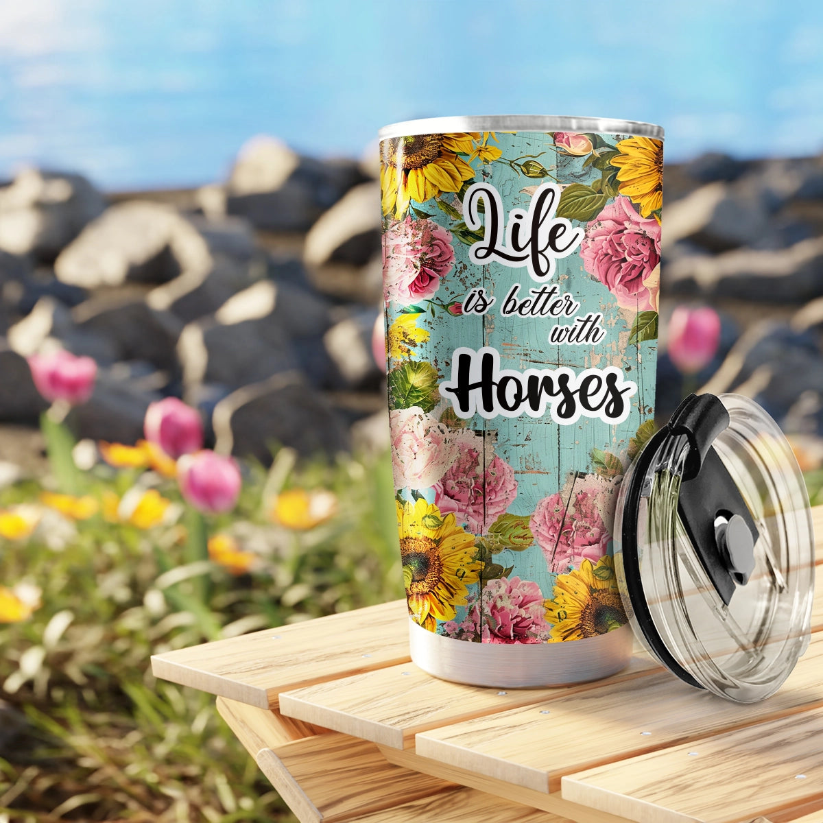 Shineful 20oz Tumbler Personalized Floral Horse Harmony