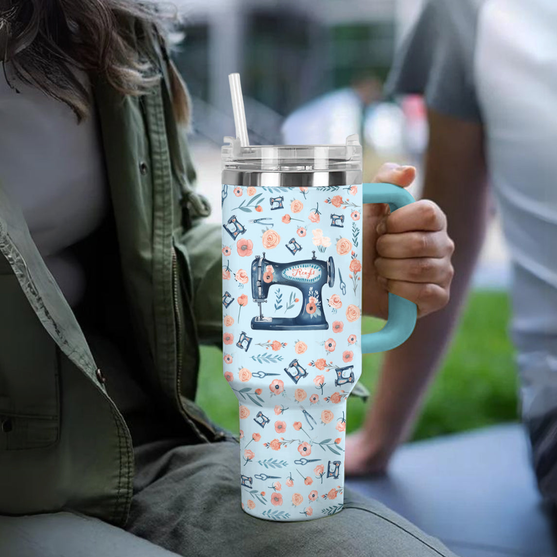 Shineful Tumbler Vintage Floral Sewing