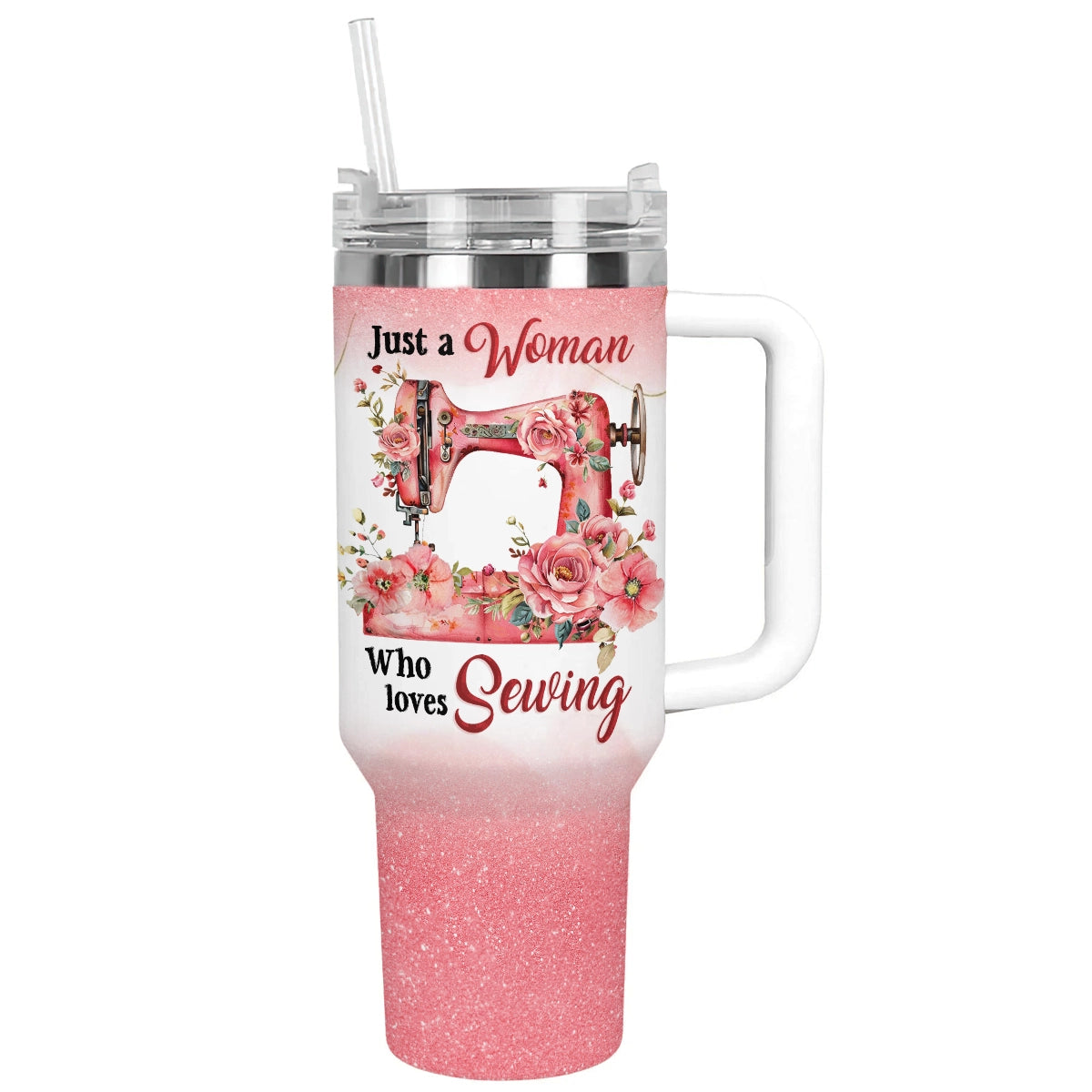 Shineful Glossy Tumbler Pink Glitter Sewing Machine