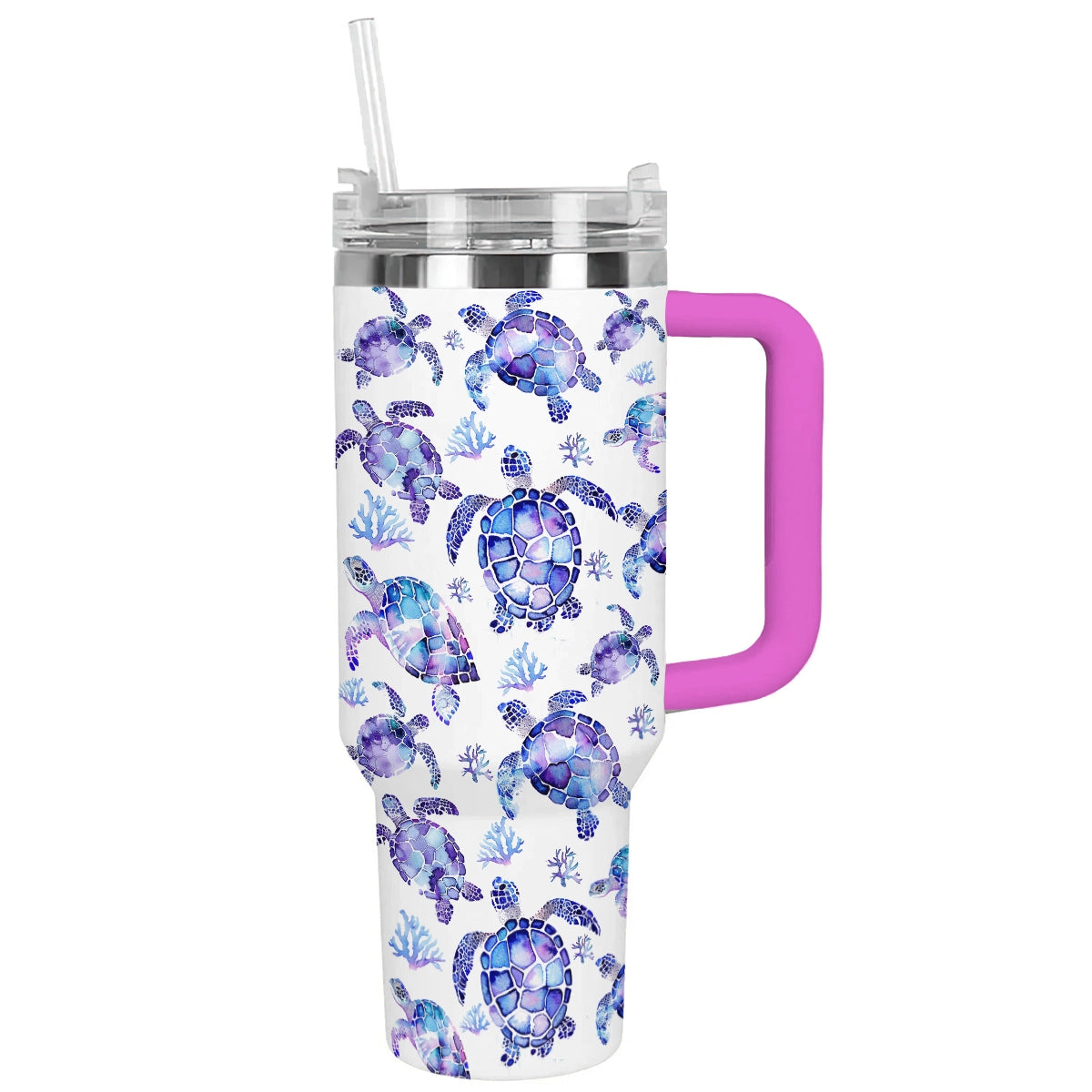 Shineful Tumbler Tropical Purple Turtle Paradise