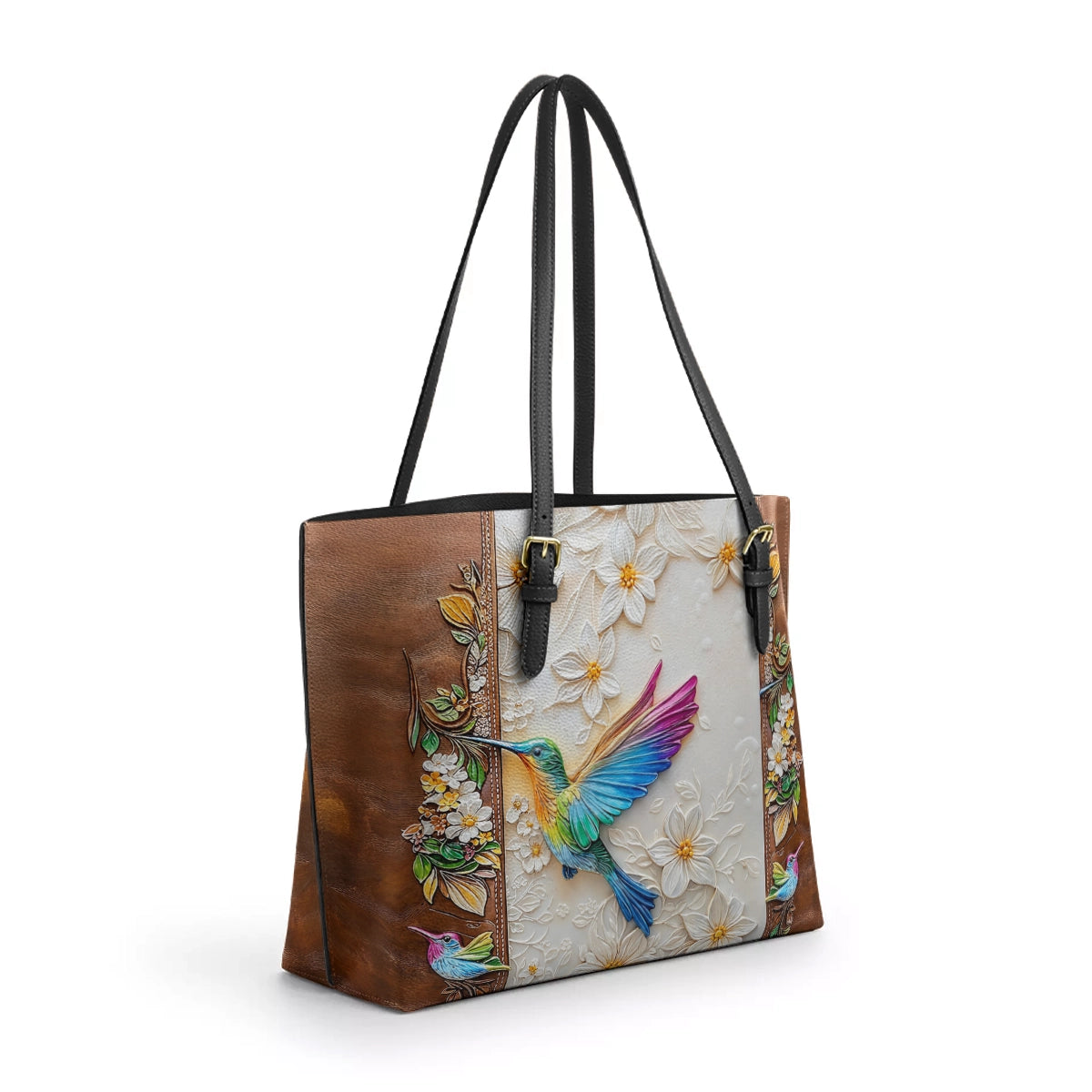 Shineful Leather Tote Bag Fluttering Blooms