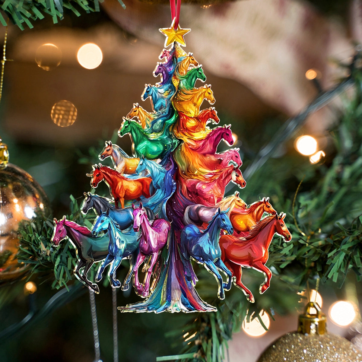 Shineful 2D Acrylic Ornament Rainbow Gallop Christmas Tree