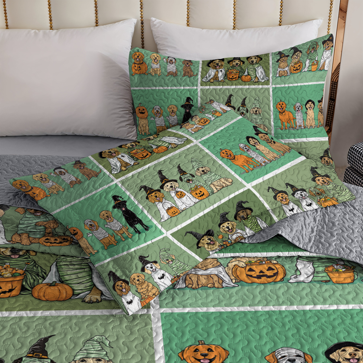 Shineful All Season Quilt 3-Piece Set - Golden Halloween