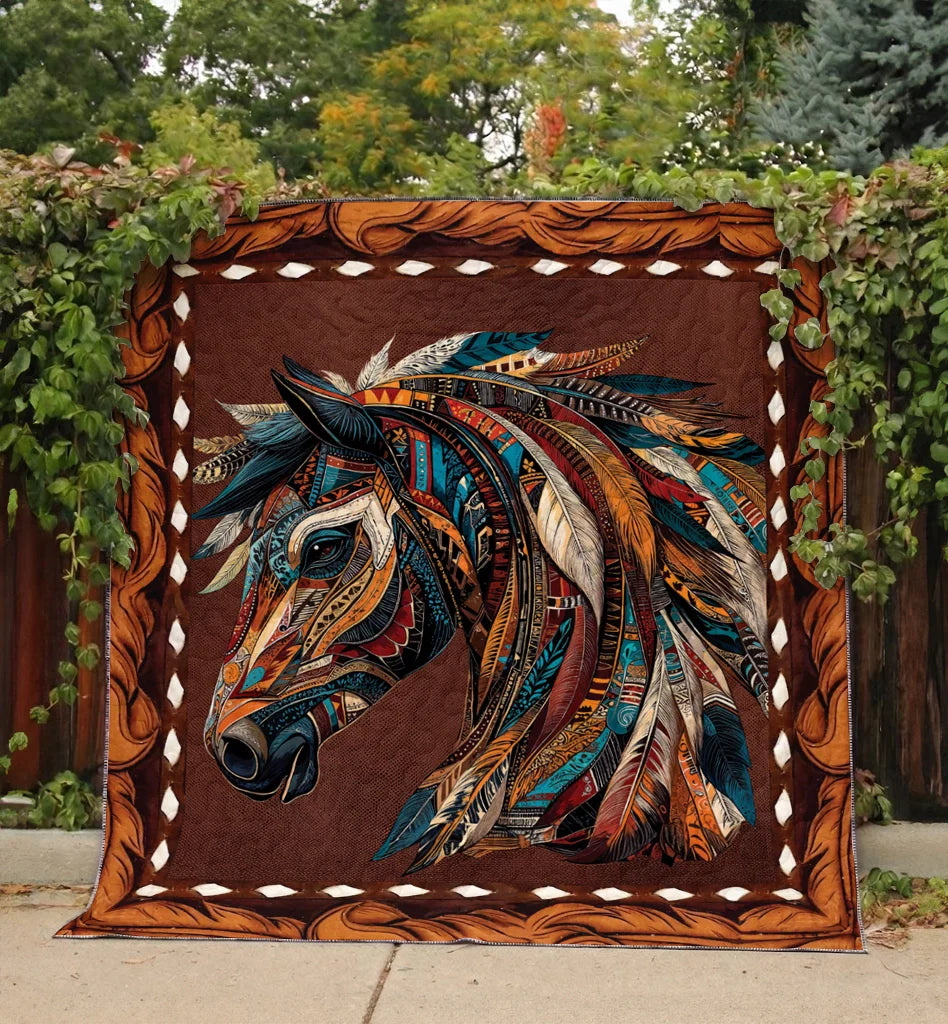 Shineful Flat Print Faux Quilt Blanket Spirit of the Horse