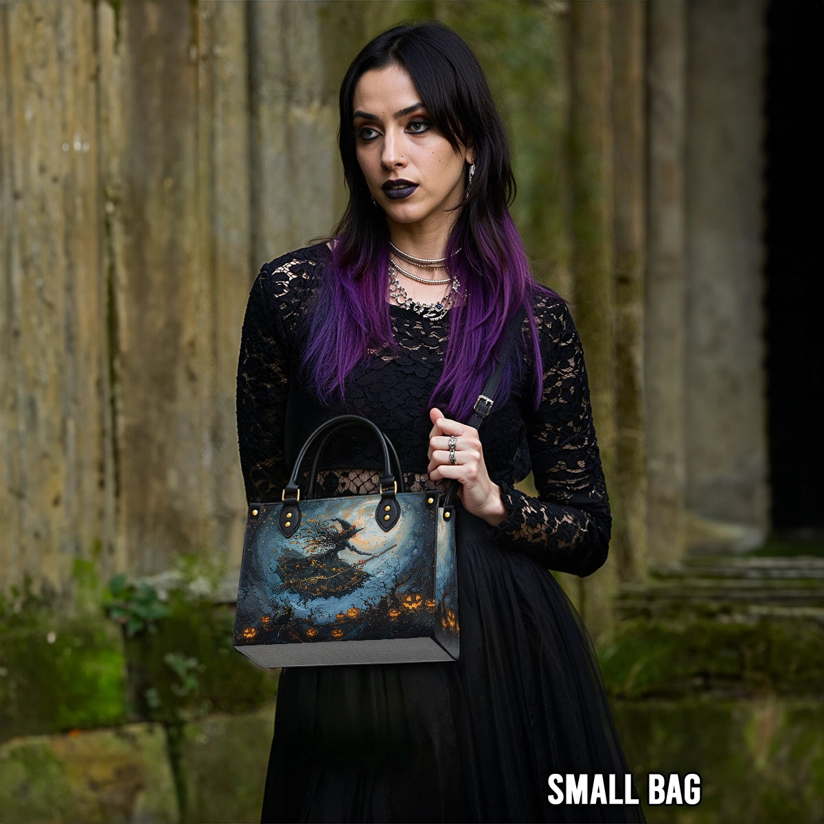 Shineful Leather Bag Charmed Nightfall