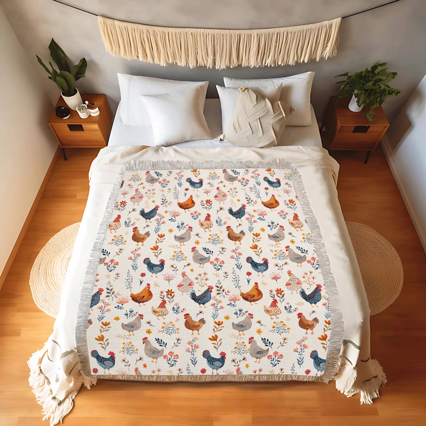 Shineful Woven Tapestry Throw Blanket - Chicken Flower