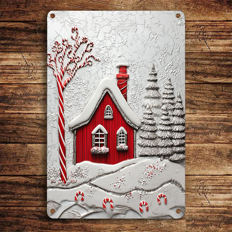 Shineful 2D Flat Print Metal Sign Whimsical Red Houses
