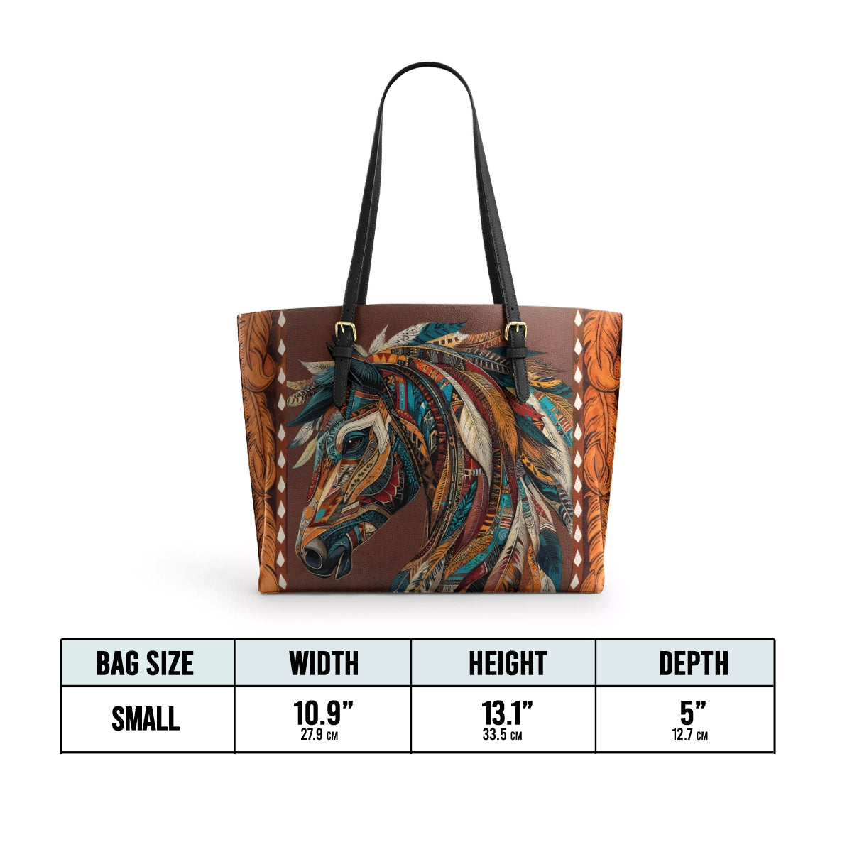Shineful Leather Tote Bag - Tribal Horse Majesty