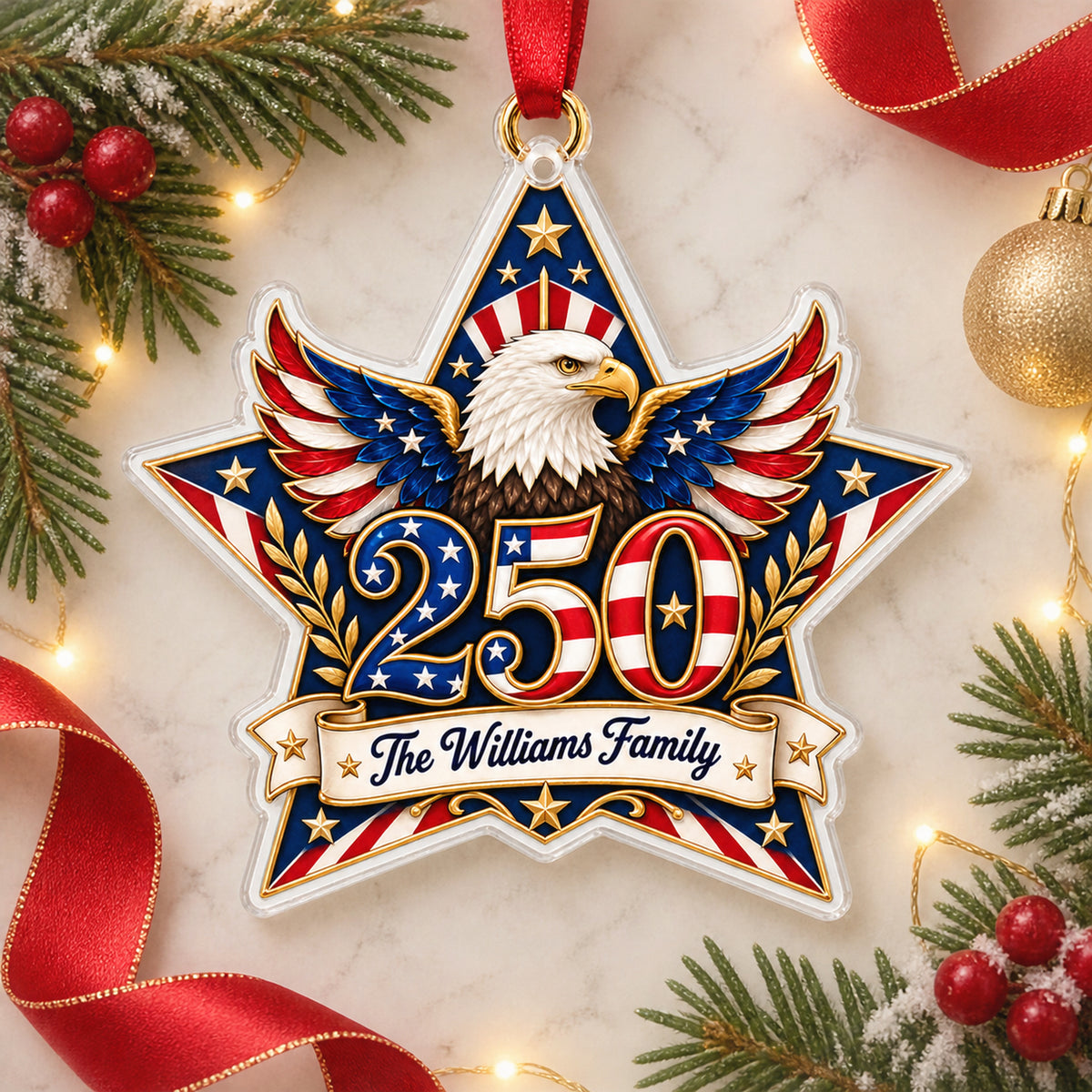 Shineful Personalized America 250th Anniversary Family 2D Acrylic Ornament