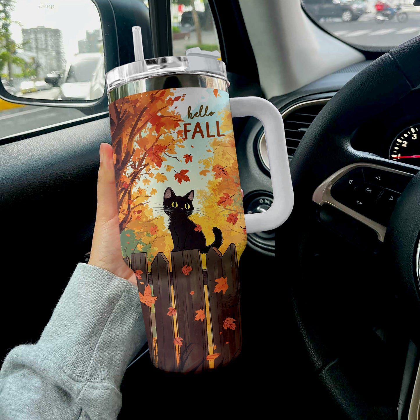 Shineful Tumbler Black Cat Autumn