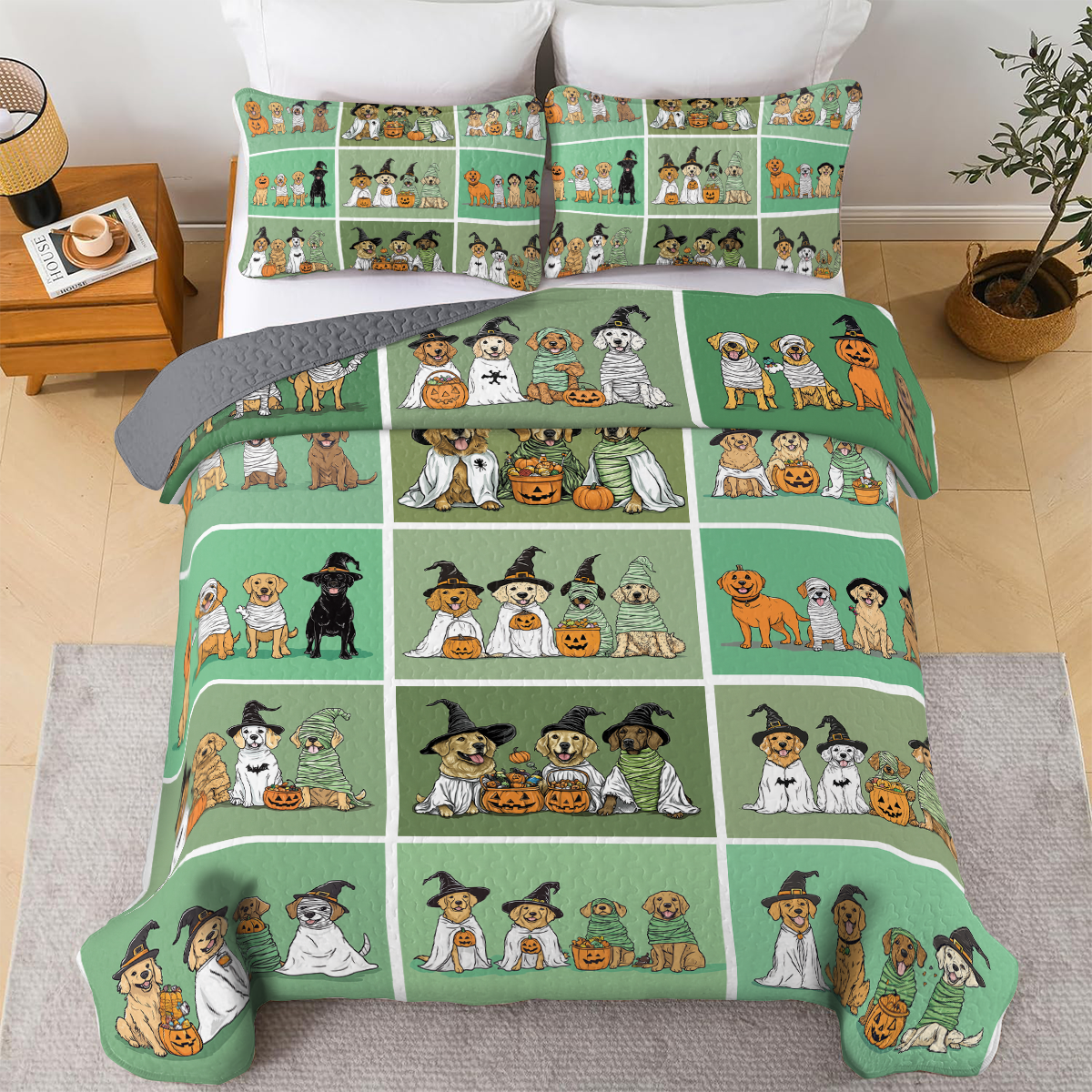 Shineful All Season Quilt 3-Piece Set - Golden Halloween