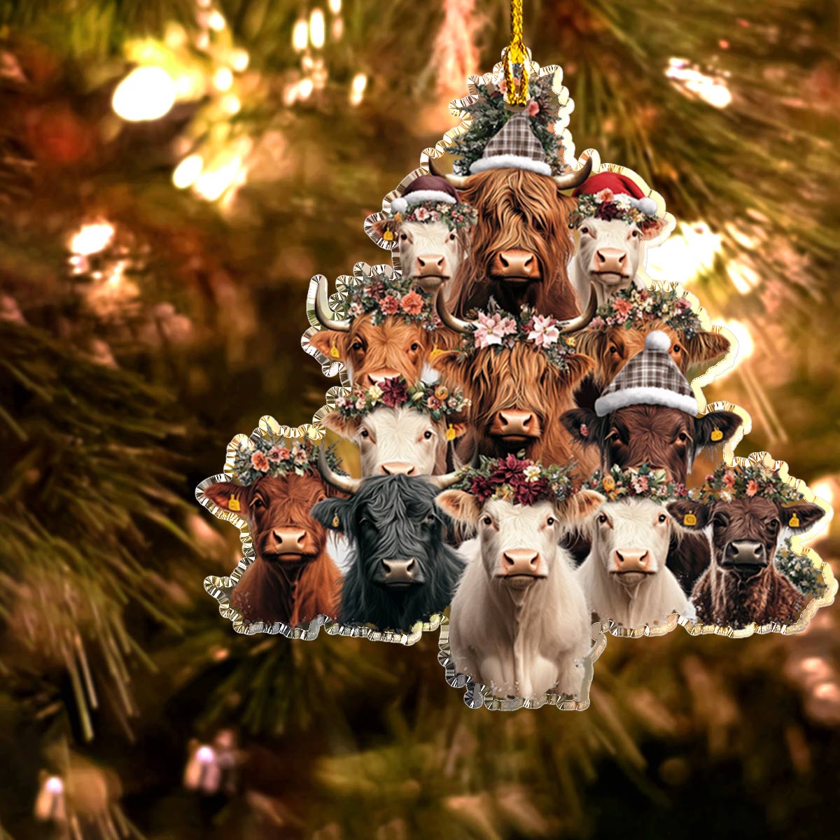 Shineful 2D Acrylic Ornament Merry Christmas Cows