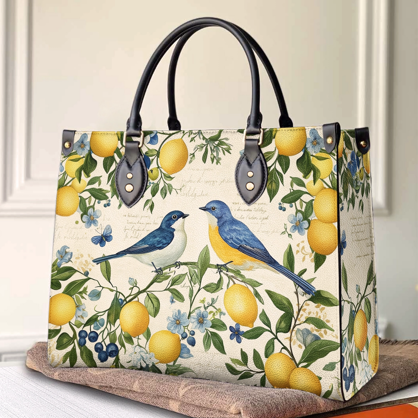 Shineful Leather Bag Bluebirds in Bloom