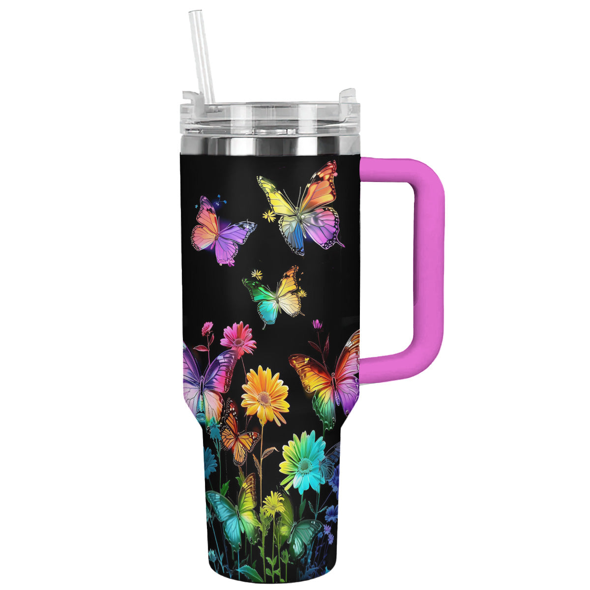 Shineful Tumbler Rainbow Effect Sunflower Butterfly