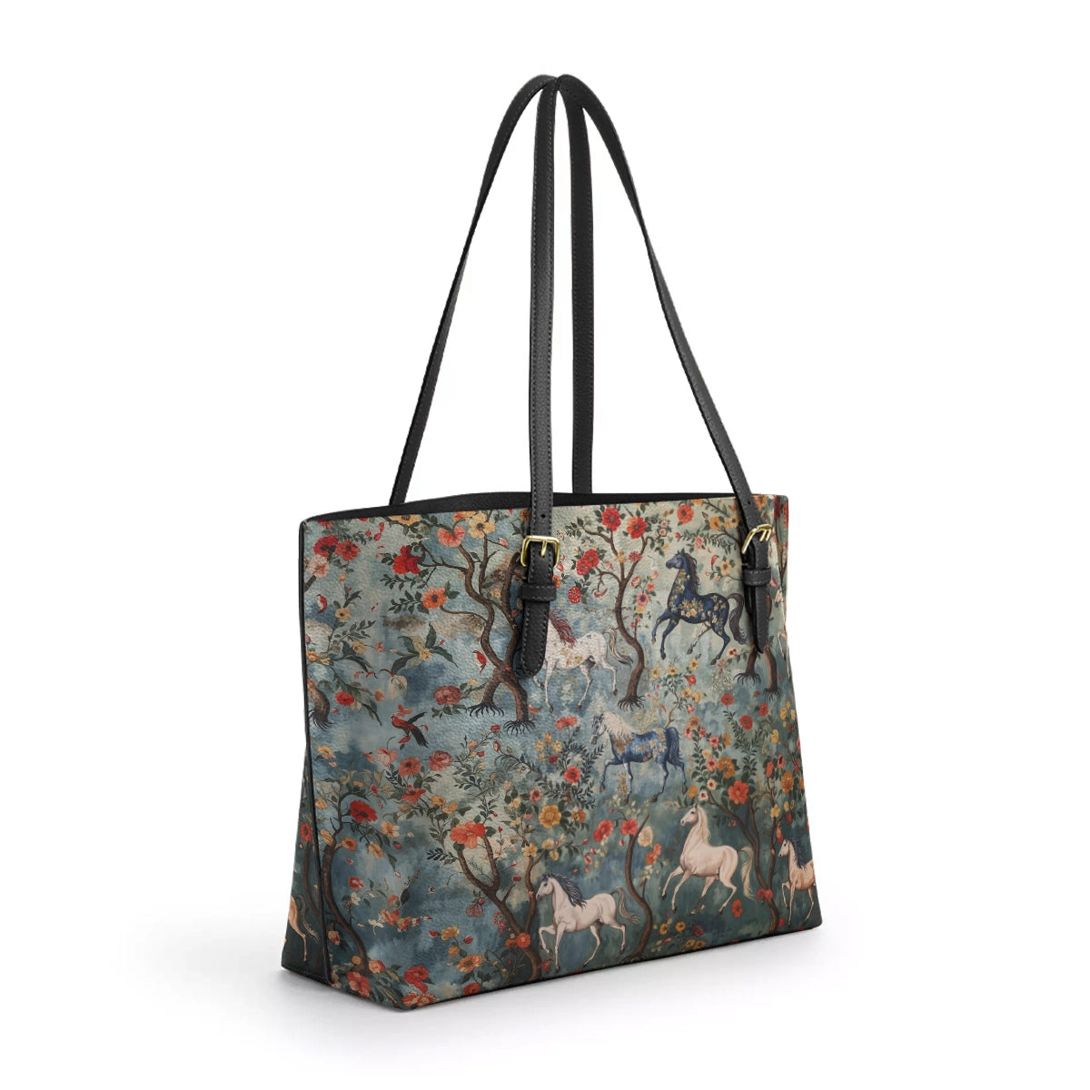 Shineful Leather Tote Bag - Mystical Steeds