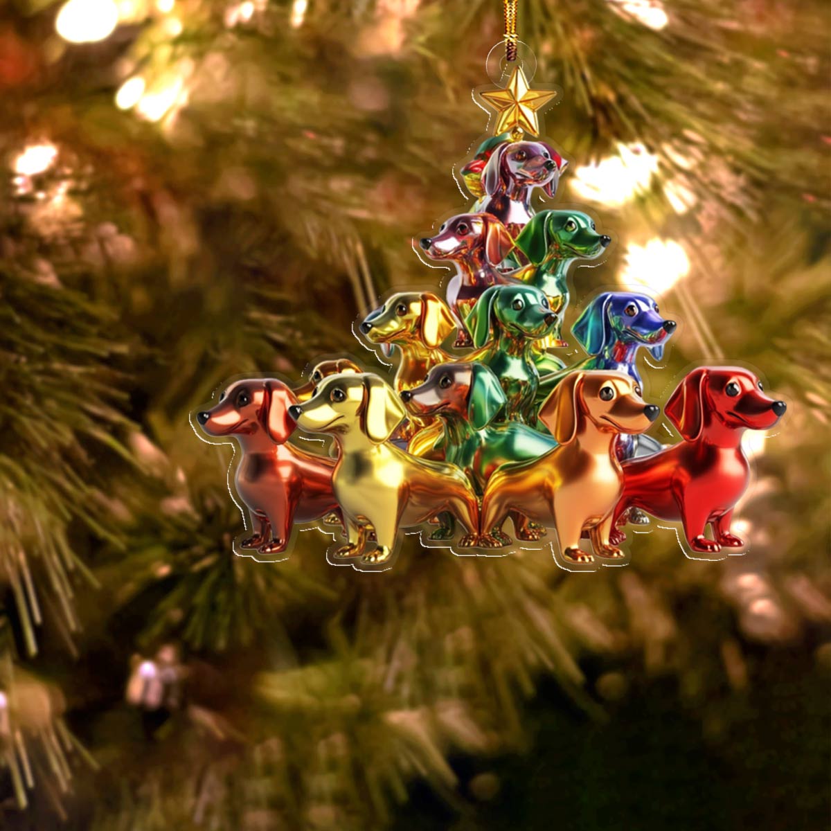 Shineful 2D Acrylic Ornament Happy Christmas Dachshunds
