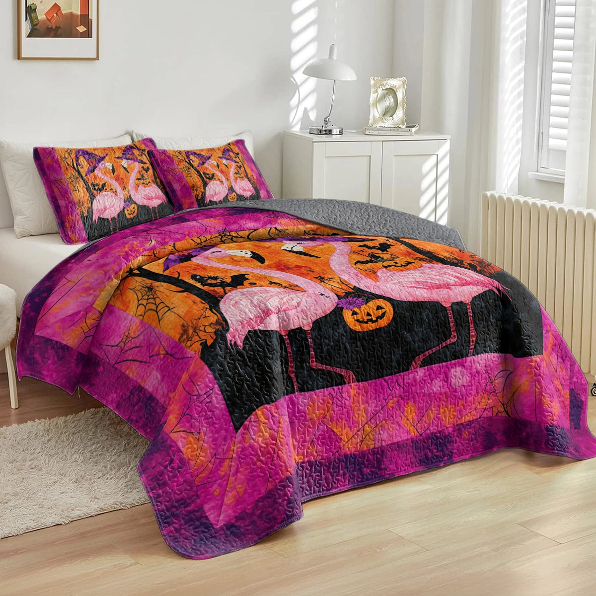 Shineful All Season Quilt 3-Piece Set Flamingo’s Bewitched Dream
