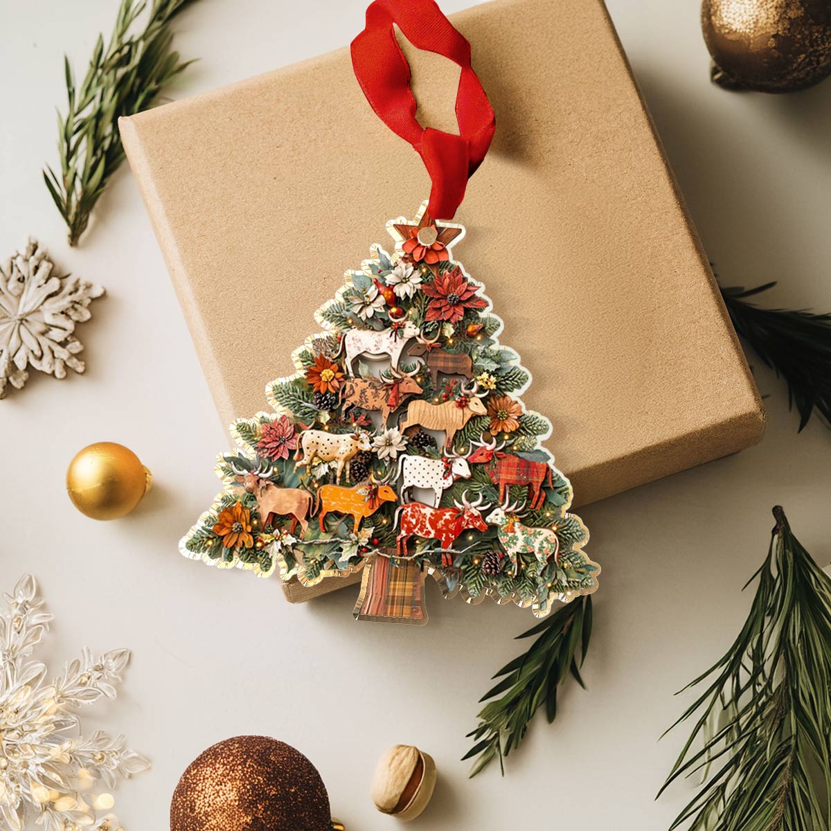 Shineful 2D Acrylic Ornament Charming Floral Cows