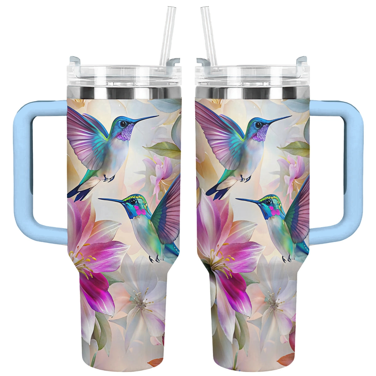 Shineful Tumbler Hummingbirds With Floral Symphony