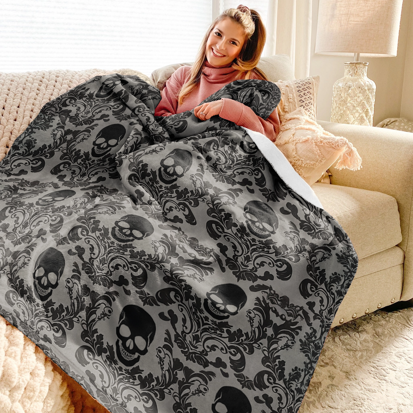 Shineful Fleece Blanket Victorian Skull Ornate
