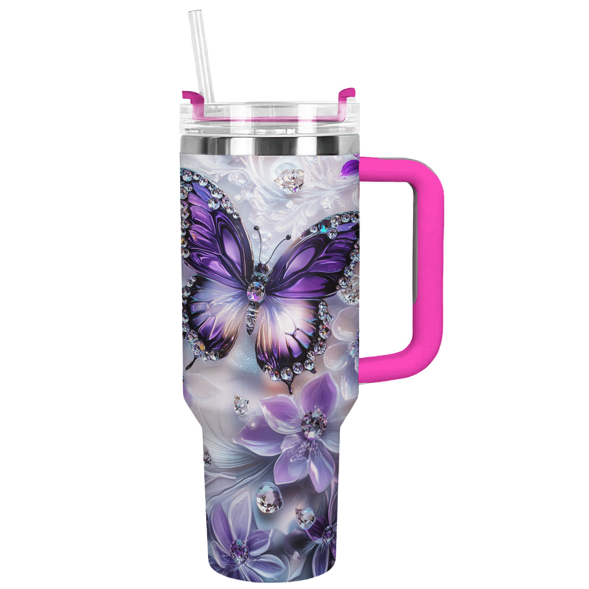 Shineful Glossy Tumbler Elegent Crystal Purple Butterfly