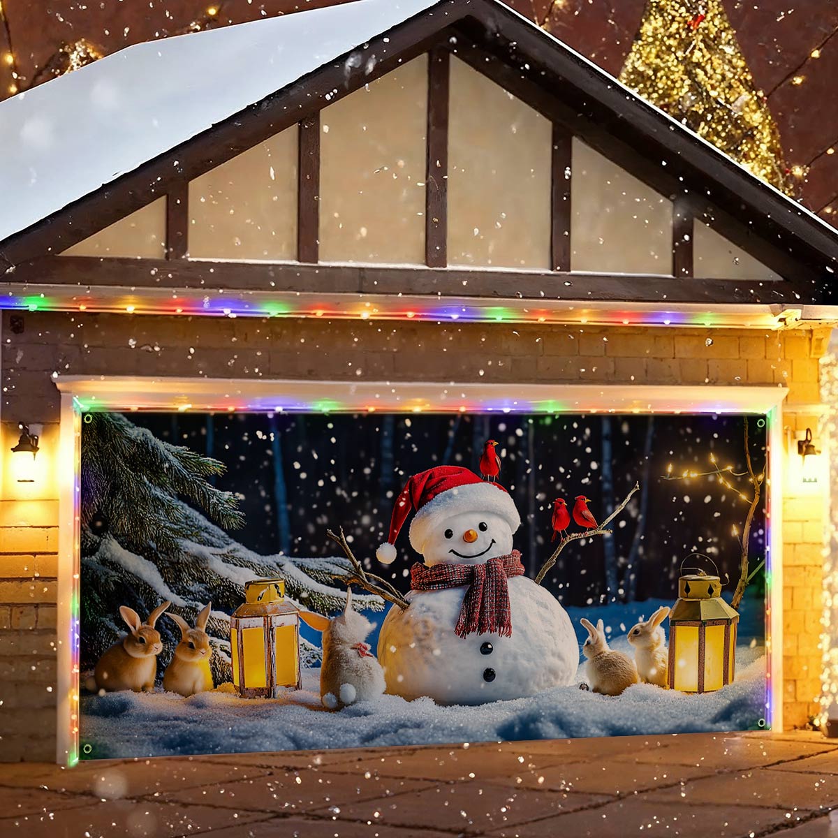 Shineful Garage Door Banner Decoration Winter Night