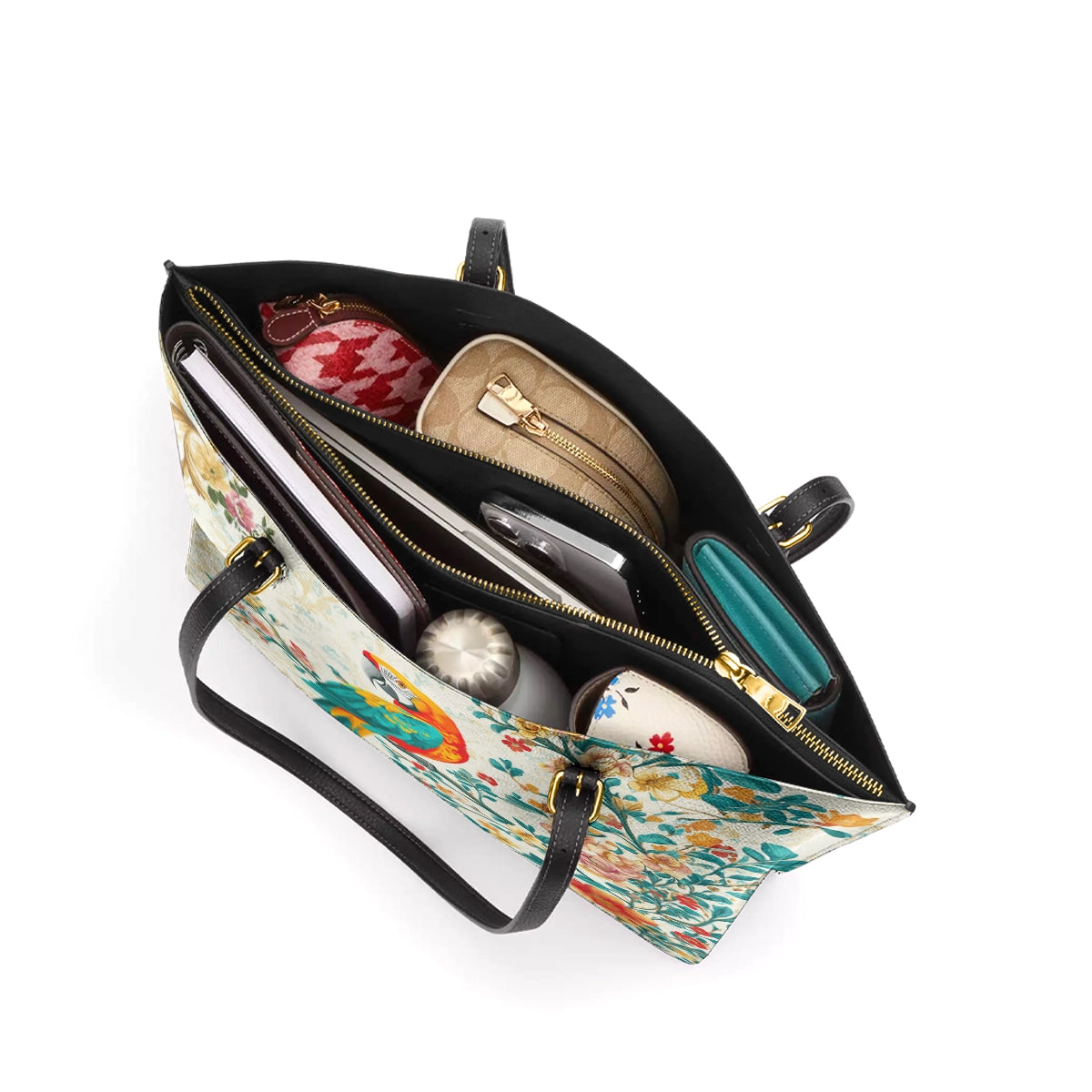 Shineful Leather Tote Bag - Macaw Enchantment