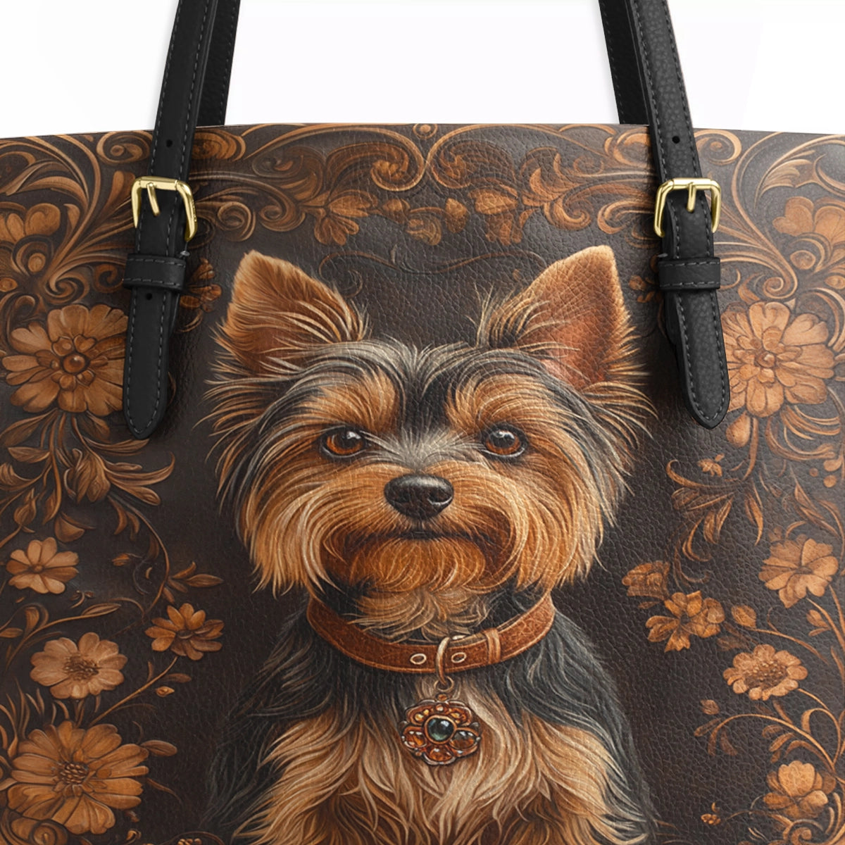 Shineful Leather Tote Bag Timeless Yorkie Charm