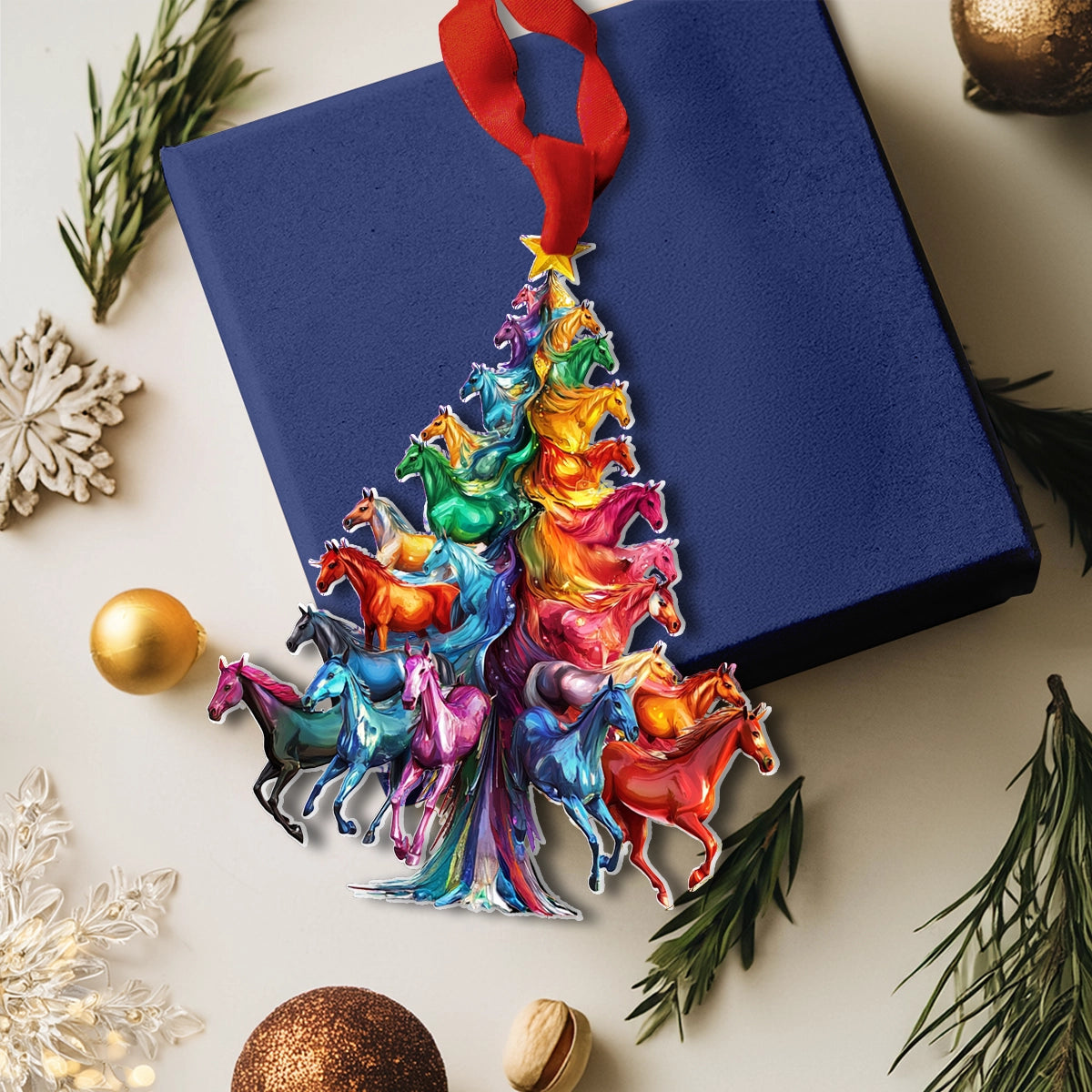 Shineful 2D Acrylic Ornament Rainbow Gallop Christmas Tree