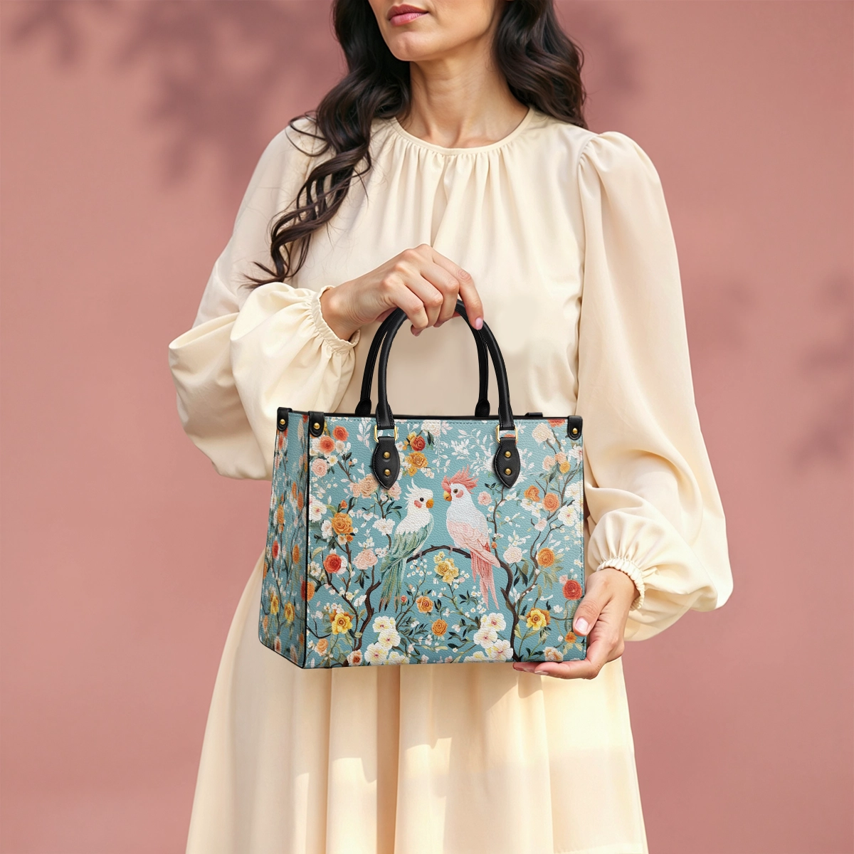 Shineful Leather Bag Floral Rosy Cockatoo