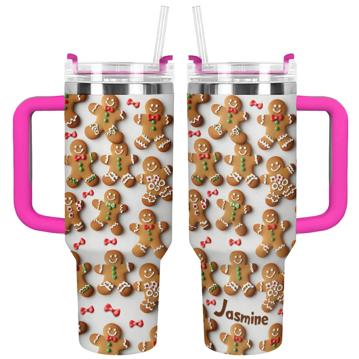 Shineful Glossy Tumbler Personalized Adorable Gingerbread