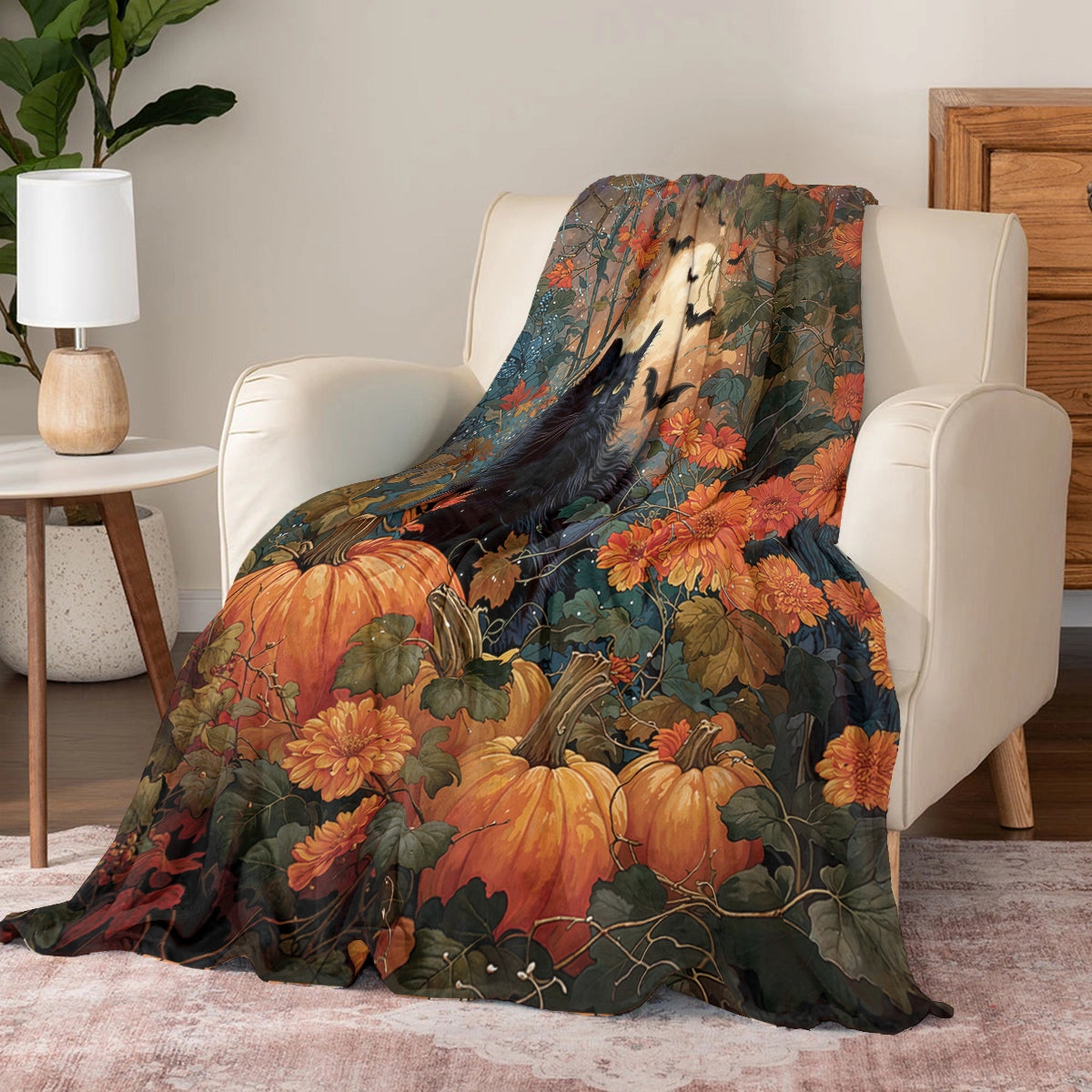 Shineful Fleece Blanket Cat Autumn Enchantress