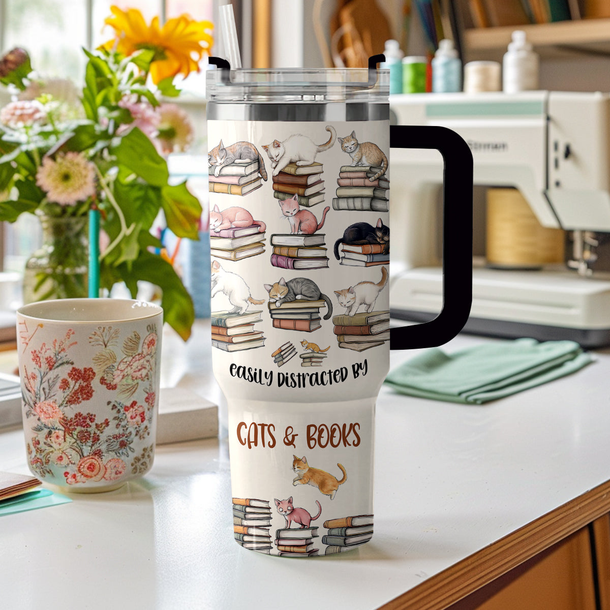 Shineful Tumbler Lovely Cats and Books